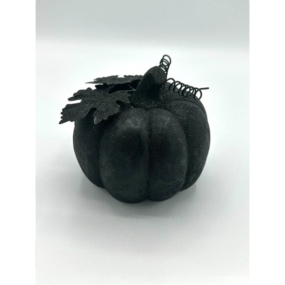 Halloween Black Glitter Ceramic Pumpkin - Picture 1 of 3